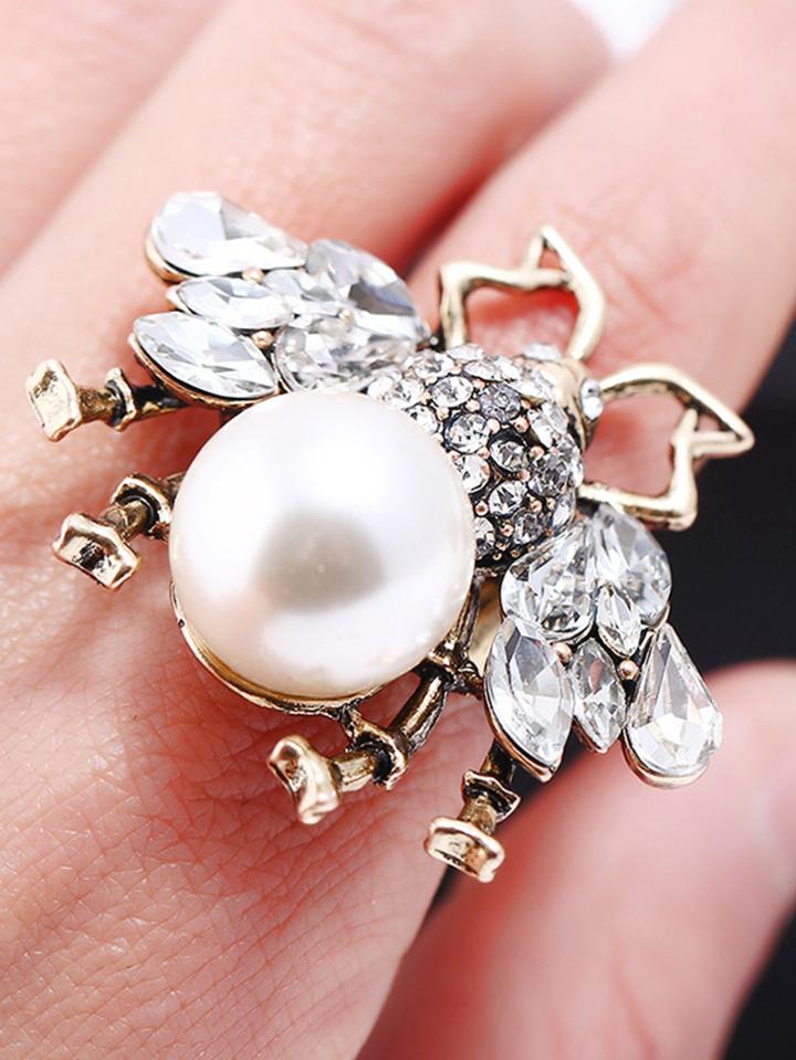 Romwe Rhinestone Insect Design Ring