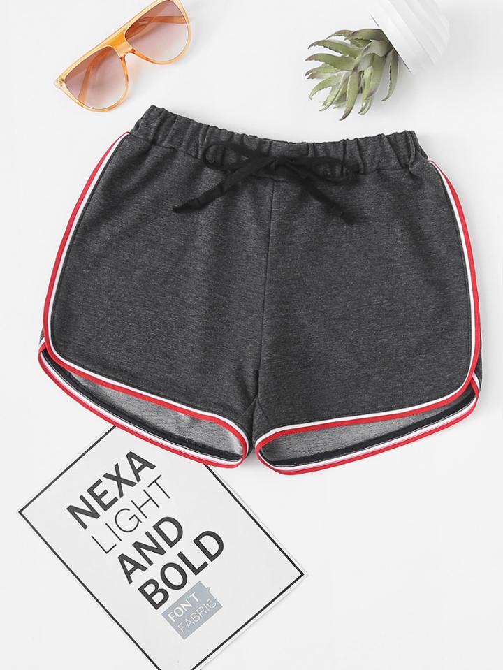 Romwe Stripe Tape Trim Dolphin Shorts