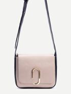 Romwe Apricot Contrast Strap Metal Bar Closure Flap Bag