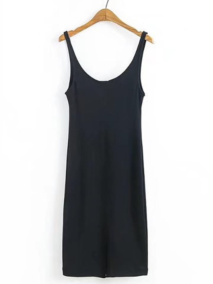 Romwe Scoop Neck Split Front Tank Dress