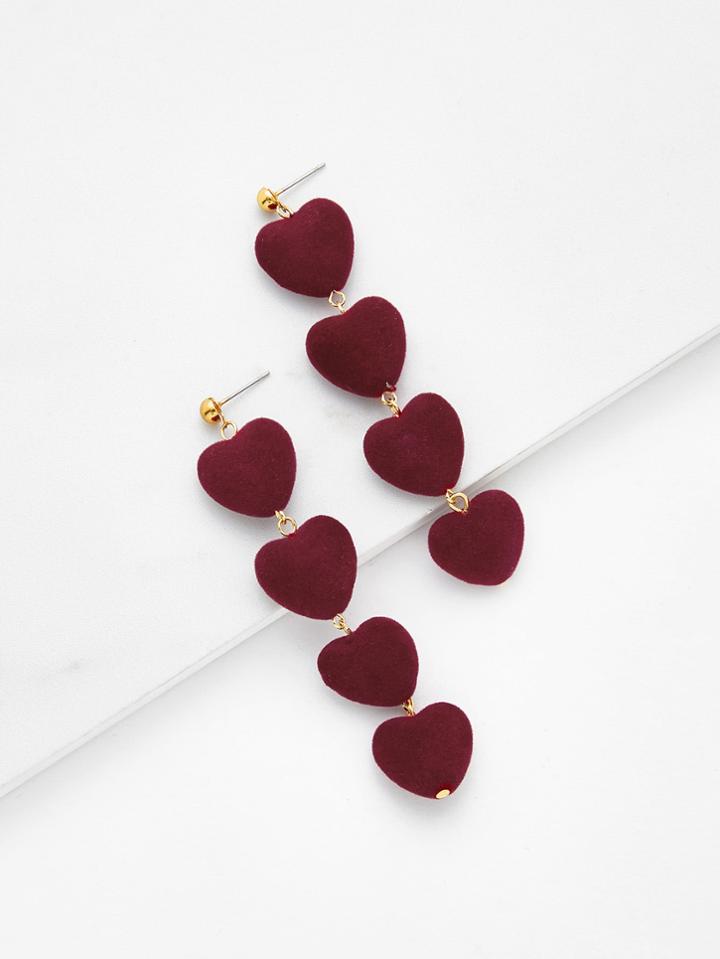 Romwe Heart Design Drop Earrings