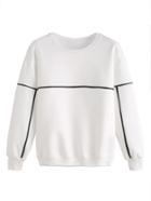 Romwe White Contrast Trim Sweatshirt