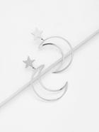 Romwe Hollow Moon & Star Design Drop Earrings