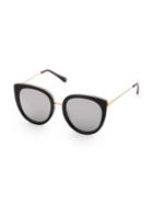 Romwe Black Frame Flat Lens Cat Eye Sunglasses