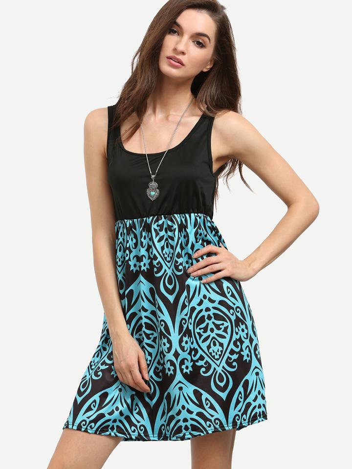 Romwe Tribal Print A-line Dress