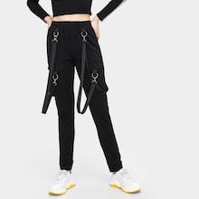 Romwe Elastic Waist Tape Detail Dual Pocket Pants