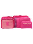 Romwe Hot Pink Wash Bag 6pcs