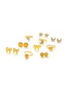 Romwe Moon & Flower Design Ring & Earring Set
