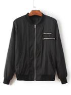 Romwe Tiger Embroidery Back Bomber Jacket