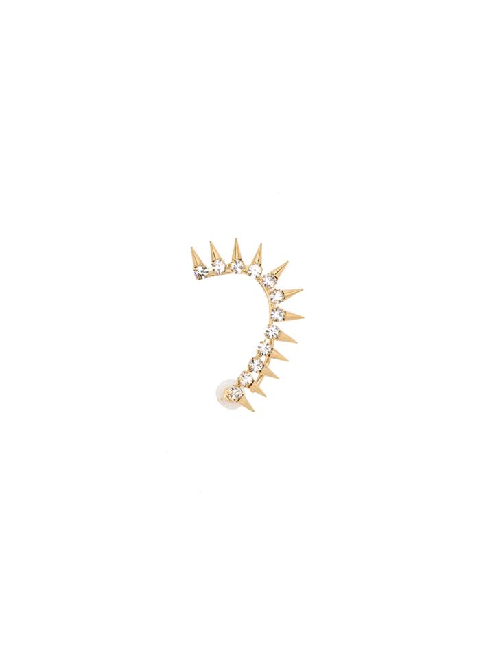Romwe Gold Studded Rhinestone Single Ear Hoop