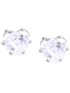 Romwe Heart-shaped Diamond Stud Earrings