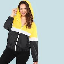 Romwe Plus Cut-and-sew Hooded Jacket