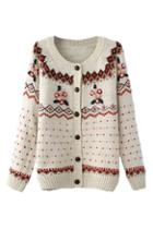 Romwe Floral Kintted Buttoned Cardigan