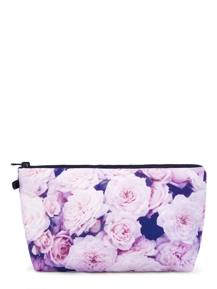 Romwe Flower Print Zipper Makeup Bag
