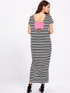 Romwe Patch Plunge V Back Cocoon Tee Dress