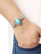 Romwe Teardrop Turquoise Set-in Carved Bracelet