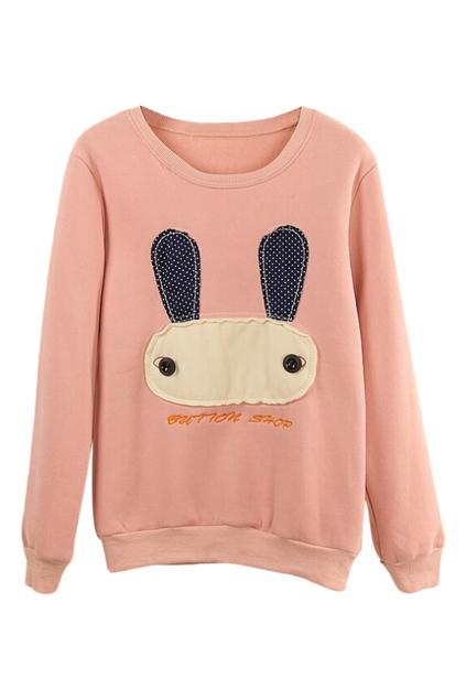 Romwe Cute Rabbit Print Casual Sweatshirt
