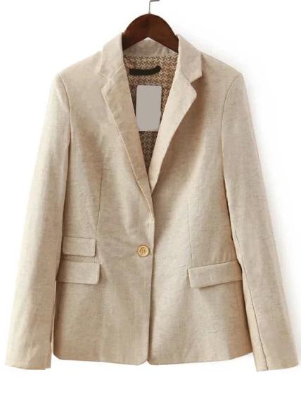 Romwe Lapel Single Button Pockets Slim Blazer