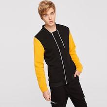 Romwe Guys Contrast Panel Zip Through Sweatshirt