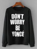 Romwe Slogan Print Boyfriend Jumper