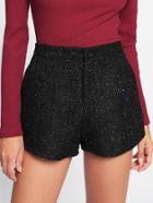 Romwe Glitter Tweed Shorts
