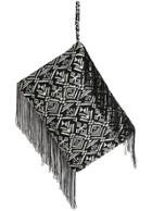 Romwe With Tassel Geometric Print Clutches