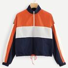 Romwe Zip Front Color Block Mock-neck Jacket