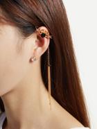 Romwe Rhinestone & Heart Detail Chain Earring Set 2pcs