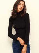 Romwe Black Turtle Neck Long Sleeve Knitted T-shirt
