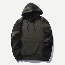 Romwe Guys Camo Letter Hoodie Pocket Sweatshirt