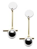 Romwe Gold Plated Geometric Metal Ball Drop Earrings