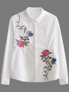 Romwe Flower Embroidery Tunic Blouse
