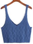 Romwe Knit Blue Cami Top