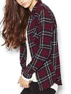 Romwe Lapel Checkered Buttons Blouse
