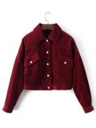 Romwe Flap Pocket Corduroy Western Jacket