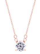 Romwe Rose Gold Plated Crystal Pendant Necklace