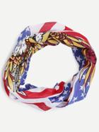Romwe Multicolor Stars And Stripes Print Square Scarf