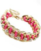 Romwe Gold Red Crystal Chain Bracelet