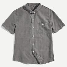 Romwe Men Pocket Detail Solid Shirt