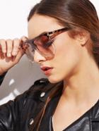 Romwe Brown Leopard Print Large Lens Sunglasses