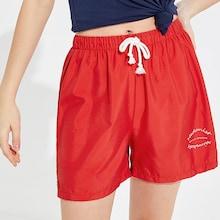 Romwe Drawstring Waist Letter Shorts