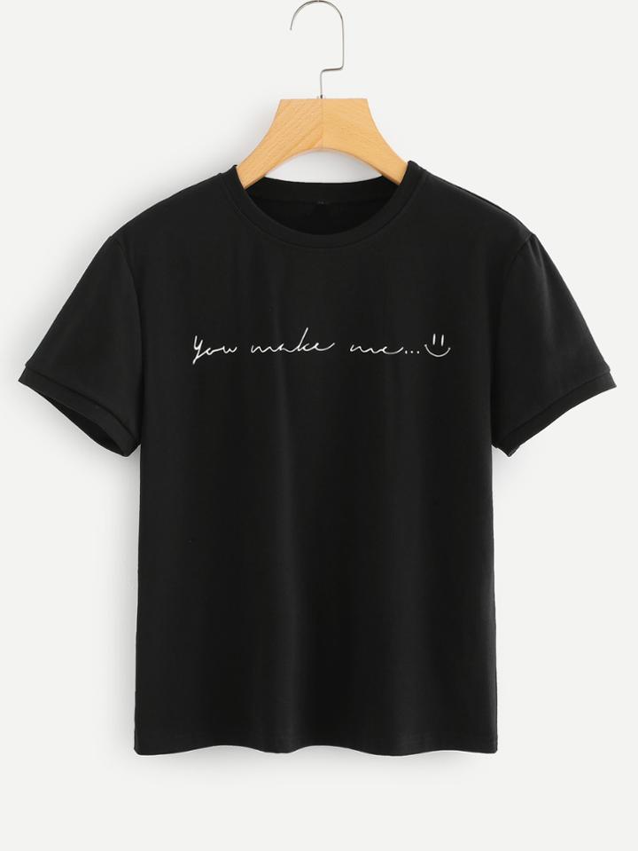 Romwe You Make Me Smile Slogan Tee
