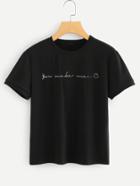 Romwe You Make Me Smile Slogan Tee
