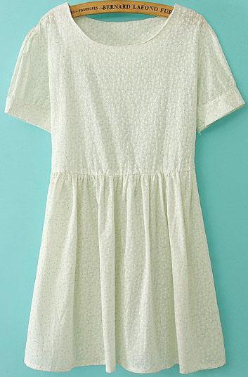 Romwe Short Sleeve Flower Print Beige Dress
