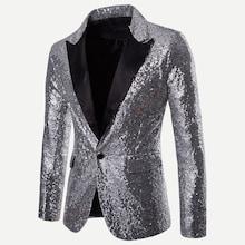 Romwe Men Contrast Placket Single Button Sequin Blazer