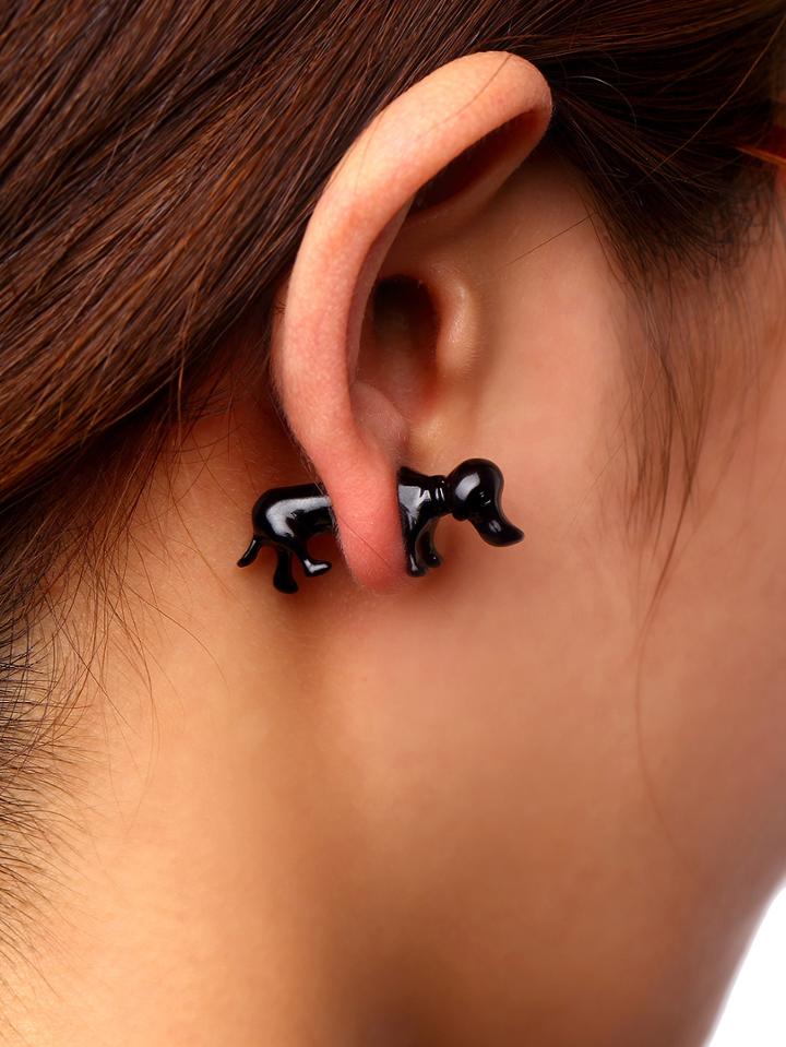 Romwe Black-tone Punk Style Dog Single Earring