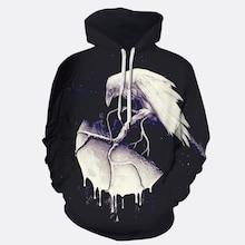 Romwe Men 3d Eagle Print Hooded Sweatshirt