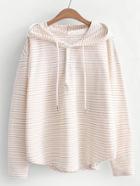 Romwe Dolphin Hem Striped Hoodie