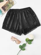 Romwe Contrast Lace Trim Shorts