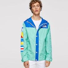 Romwe Guys Mixed Print Cut And Sew Hoodie Jacket